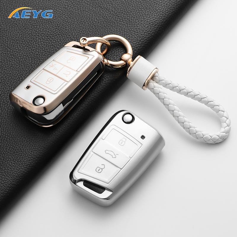 New Tpu Car Remote Key Case Cover Shell For Vw Volkswagen Golf 7 Mk7 Tiguan Mk2 For Seat Ateca Leon Fr 2 Ibiza Auto Accessories