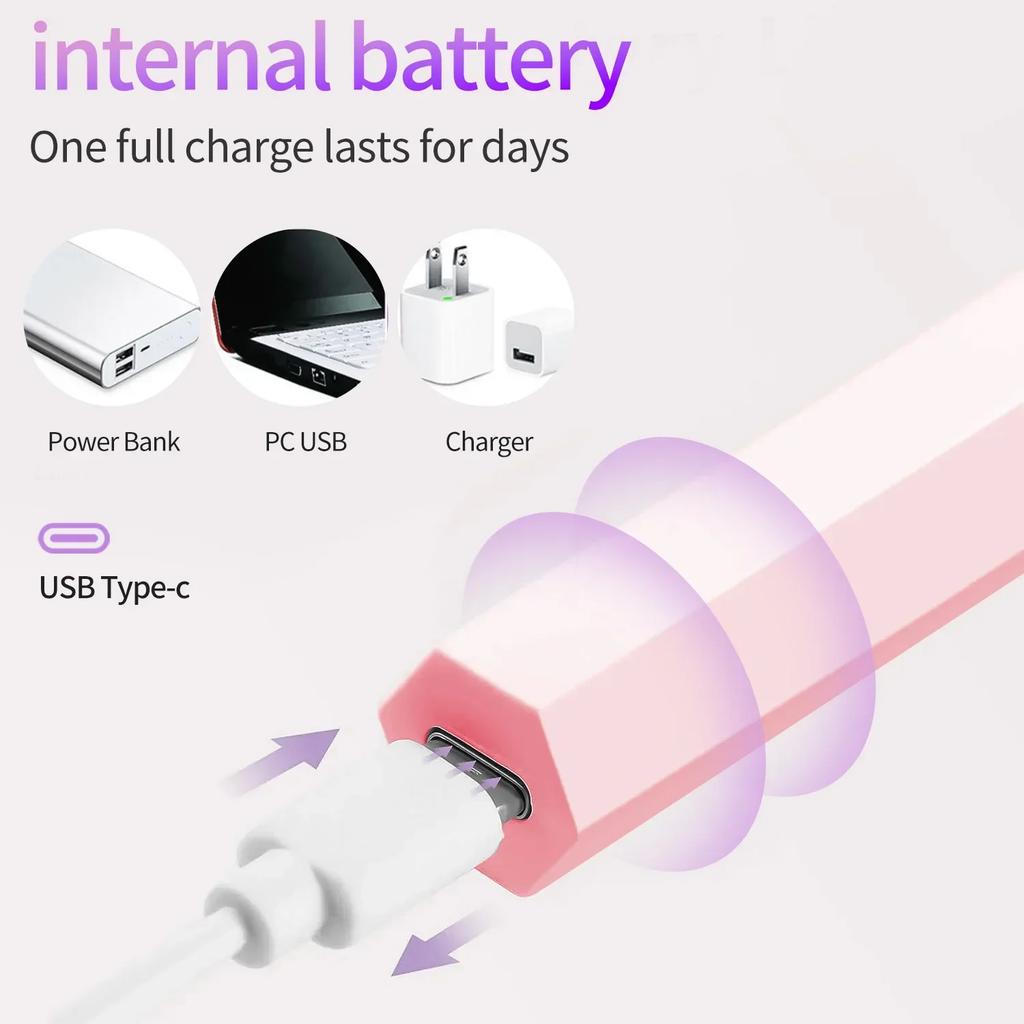 6LEDs Nail Light Portable Nail Dryer Lamp UV For Curing All Gel Polish USB Rechargeable Quick Dry Timing Machine Nail Art Tools