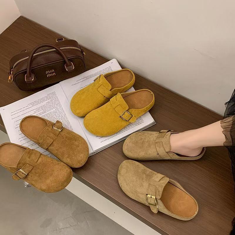 New women's shoes half slippers one-pedal slippers bag head slippers versatile casual thick-soled women's slippers