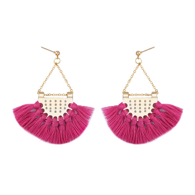 Ethnic Style Fashion Fan-shaped Tassel Earrings Bohemian Earrings Personalized Ear Jewelry ARI