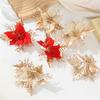 Artificial Poinsettia Flowers Ornaments Christmas Tree Decorations for Seasonal Door Wreaths Wedding Holiday