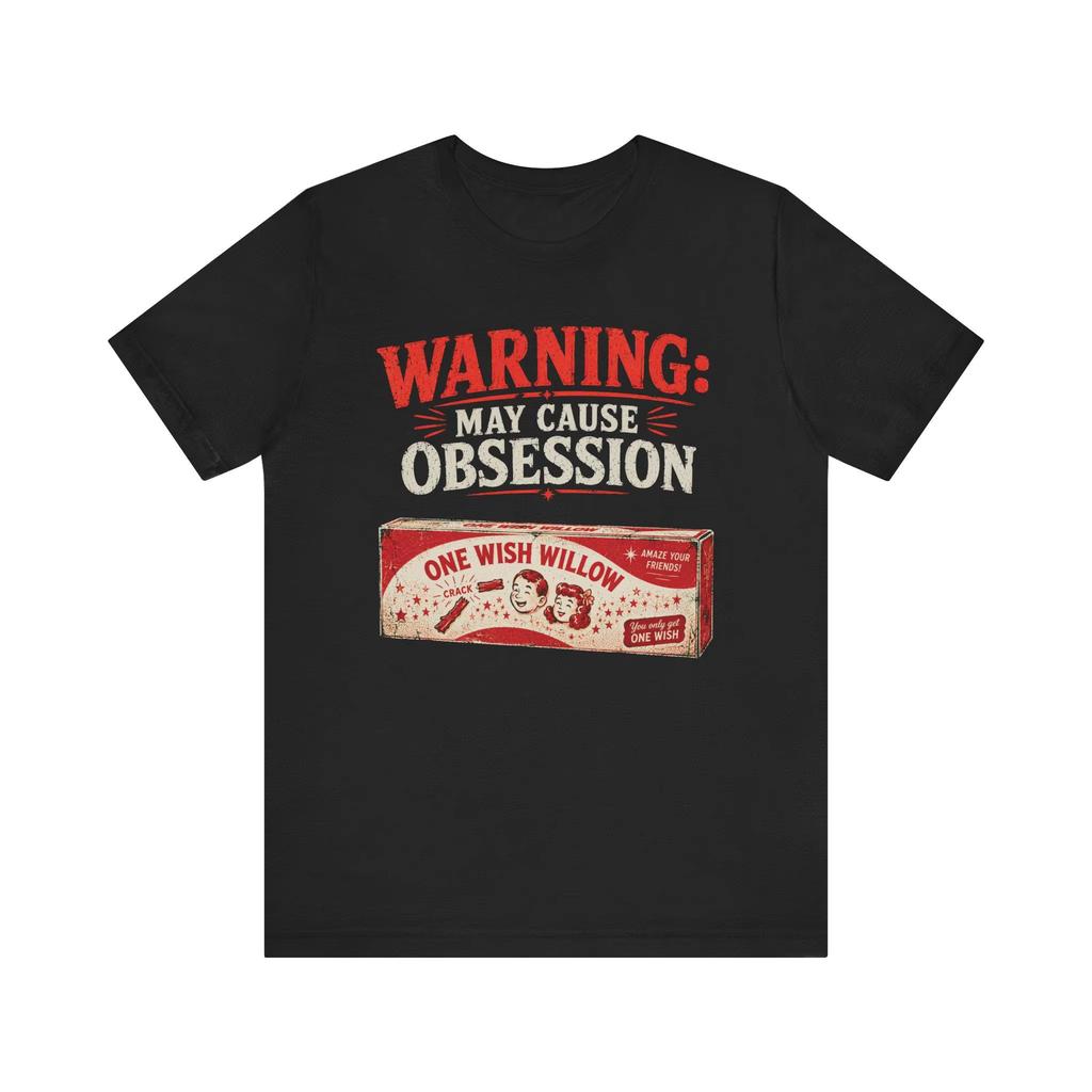 Vintage Retro _WARNUNG KANN BESESSENHEIT VERURSACHEN_ T-Shirt Damen Herren Grunge Ästhetik Y2K Streetwear One Wish Willow Locker Lässiges Top