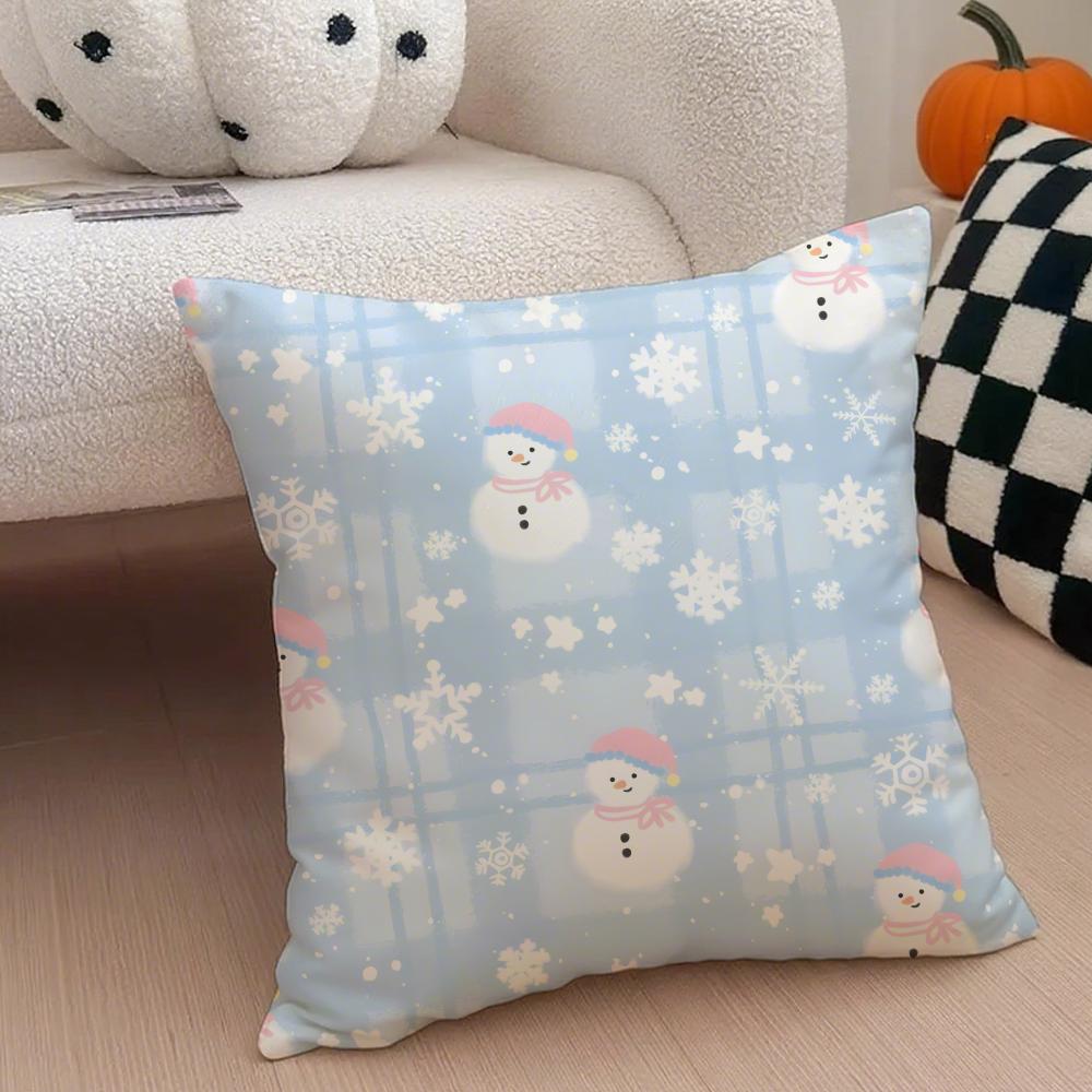 happy snowman funny casual cute  Cushion Cover Throw Pillow Cover Hidden Button Durable Polyester Chair Cushion