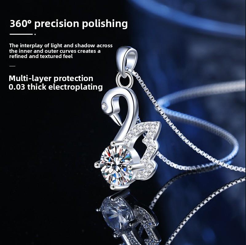 S925 Sterling Silver Moissanite Diamond-Studded Pendant Necklace for Women Elegant and Unique 925 silver