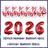 32inch 2026 Foil Balloons Color New Year Party Decorations Anniversary Supplies 12 Inch Glitter Latex Balloons Photo Booth Props