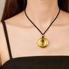 High-Quality Simulated Gold Ring and Peace Buckle Pendant Necklace with Ancient Sand Gold Finish for Men and Women