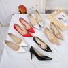 Large Size High Heels Women's Pointed Toe Thin Heel Black Work Commute Single Shoes PU Leather Blue Red Wedding Shoes