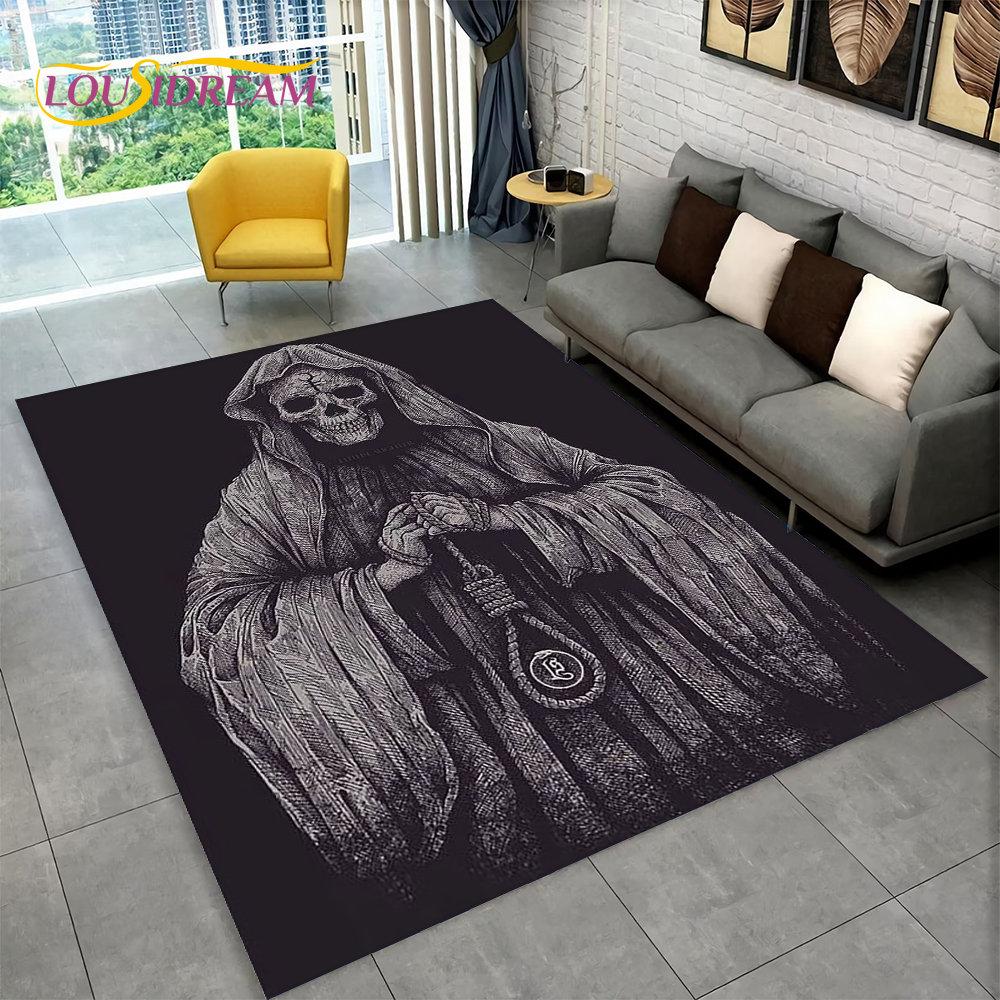 3D Creative Gothic Horror Skull Modern Area Rug,Carpet Rug for Living Room Bedroom Sofa Doormat Decor,Kitchen Non-slip Floor Mat