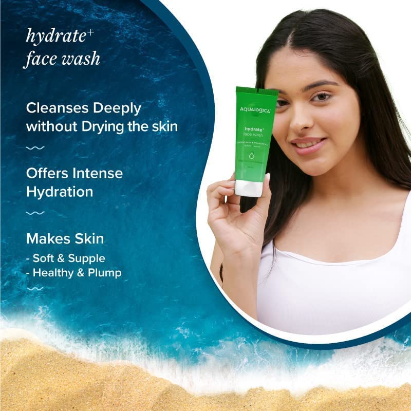 Aqualogica Hydrate+ Face Wash 100ml Pack of 1 for Deep Cleansing, Hydration & Glowing Skin for Men and Women