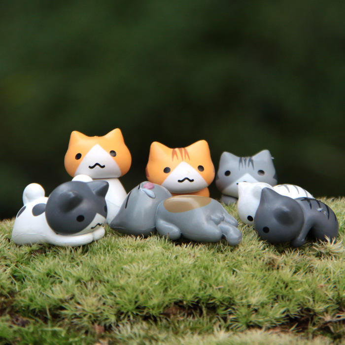 Animal Piece Six Style Cartoon Cat Decoration Mini Landscape Tabletop Plant