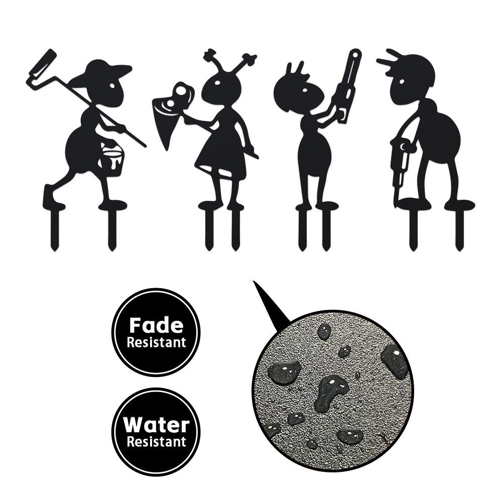 Funny Working Farm Ant Garden Stake Decor with Fork and Cart, Outdoor Yard Art Animals Ant Stake for Lawn or Garden