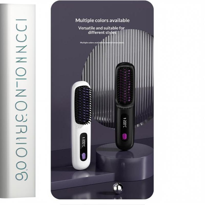 Negative Ion Cordless Hair Straightener Brush Anti-Scald Lightweight Fast Heating Hair Styler for Women Travel Gift