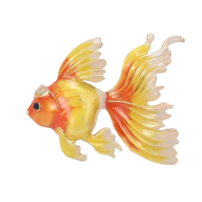 Elegant Goldfish Enamel Brooch Alloy Metal Accessory Convertible Pendant Clothing Accessories For Casual Party Outfit