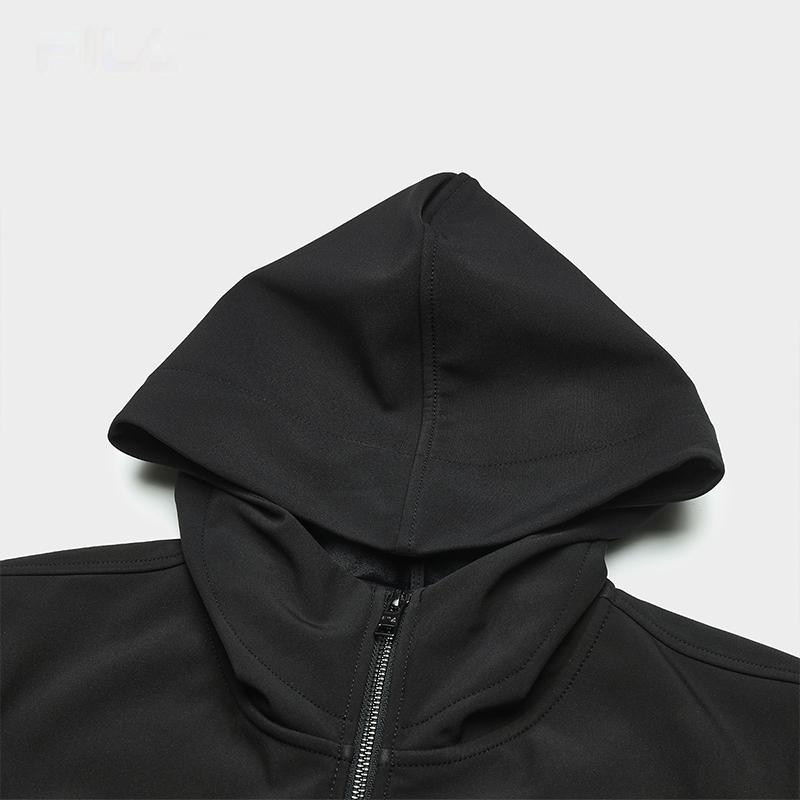 FILA Solid Color Comfortable Casual Hooded Zip Long Sleeve Jacket Men jackets Black F11M349706F-BK