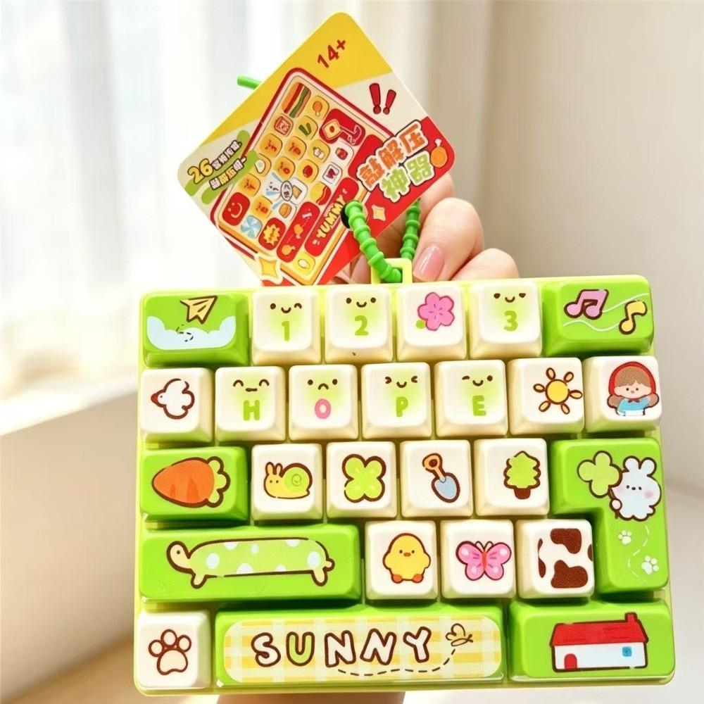 26-key Keyboard Keychain Pressable Keys Press Button Toy Cute Keyboard Fidget Toy Bag Ornament
