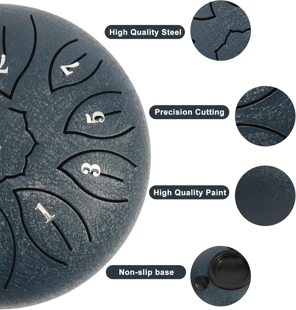 Steel Tongue Drum 6 Inch 11 Notes C Major Percussion Instruments Glucophone Steel Drum For Yoga Meditation Yoga Zen With Mallets