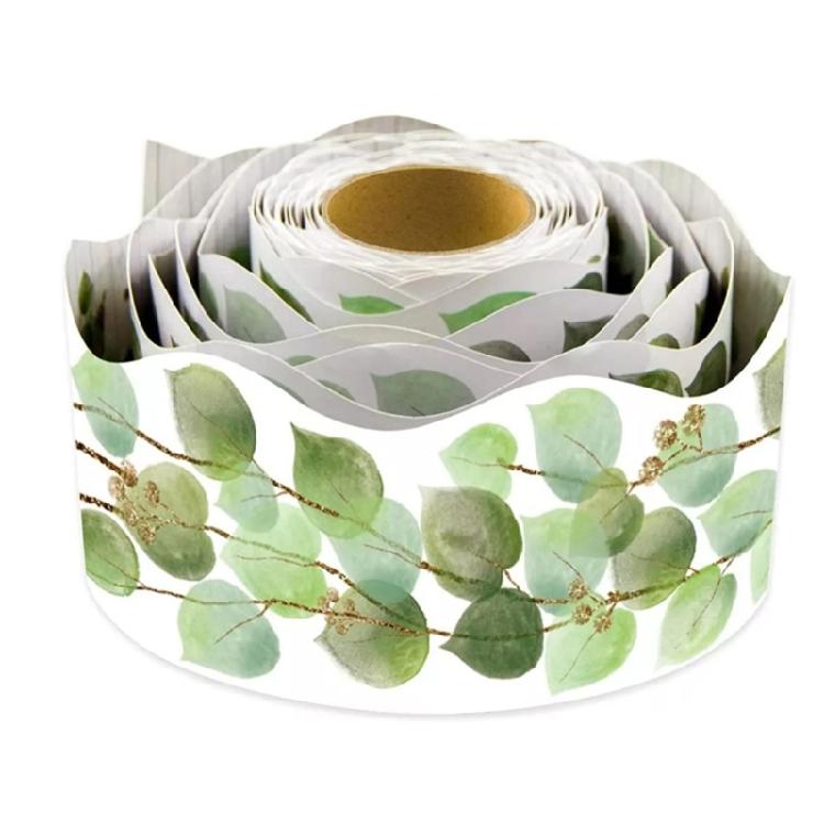 

Bulletin Board Borders Tree Themed Border Sticker Die-Cut Border Leaves Border Trim for Classroom Decorations 1