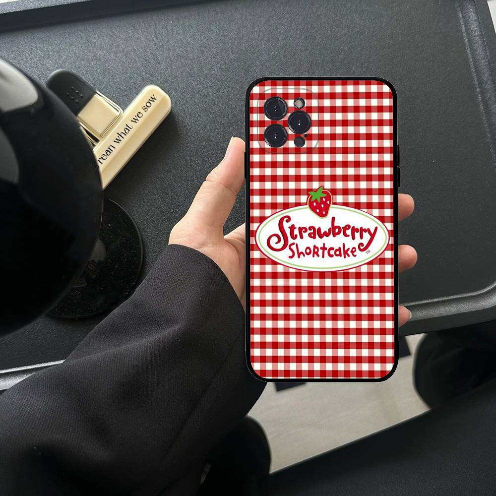 Animated S-Strawberry S-Shortcake TPU Silicone Case For IPhone 11 12 13 14 15 16 17 Pro Max Shockproof Clear Back Cover