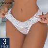 3Pcs/Lot Women Lingerie G String Lace Underwear Femal Sexy T-back Thong Sheer Panties Japan Style Transparent Knickers