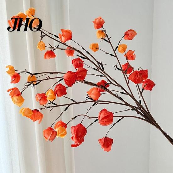 Wartungsfreie Künstliche Blumen Chinesische Laternenstiele Realistisch Orange Falscher Koelreuteria Zweig 31,5 Zoll Blume Hoch Kunstseide für Vase Bauernhaus