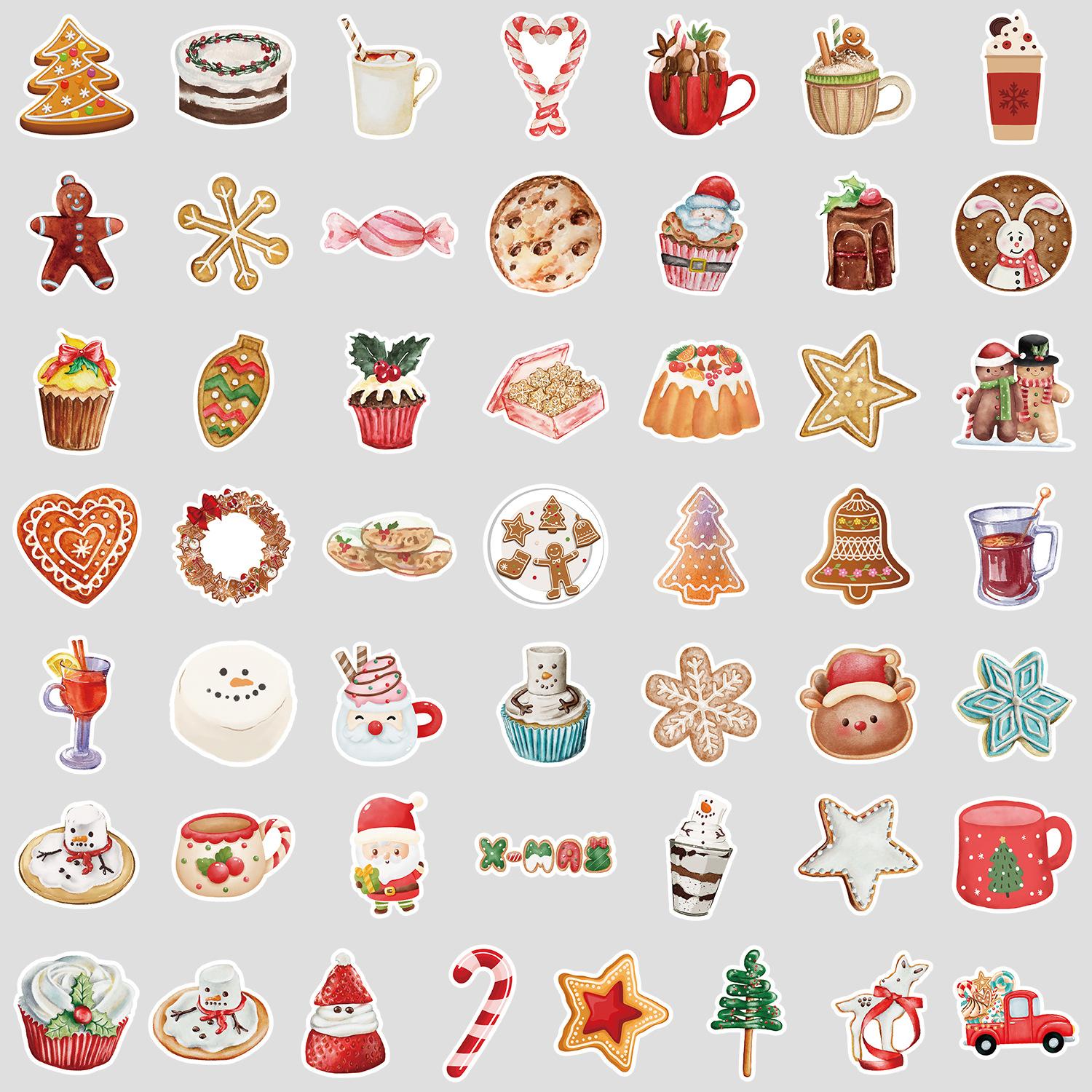 

50 Christmas Food Graffiti Stickers Water Cup Suitcase Waterproof Decorative Stickers Creative Holiday Stickers