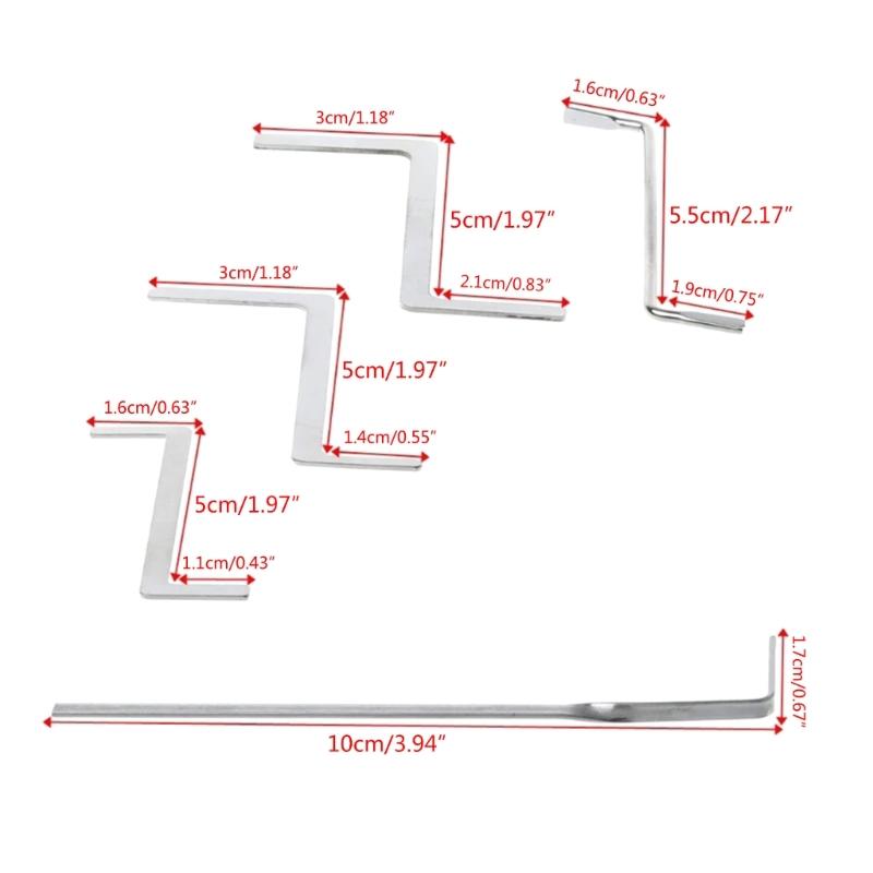 Double Row Tension Wrench Tool 5 Pieces Stainless Steel Removal Hooks Lock Extractor Set Workmanship Design Wrench Tool