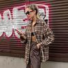 Spring Retro Plaid Shirt Women Long Sleeve Design Undershirt Checkered Loose Fit
