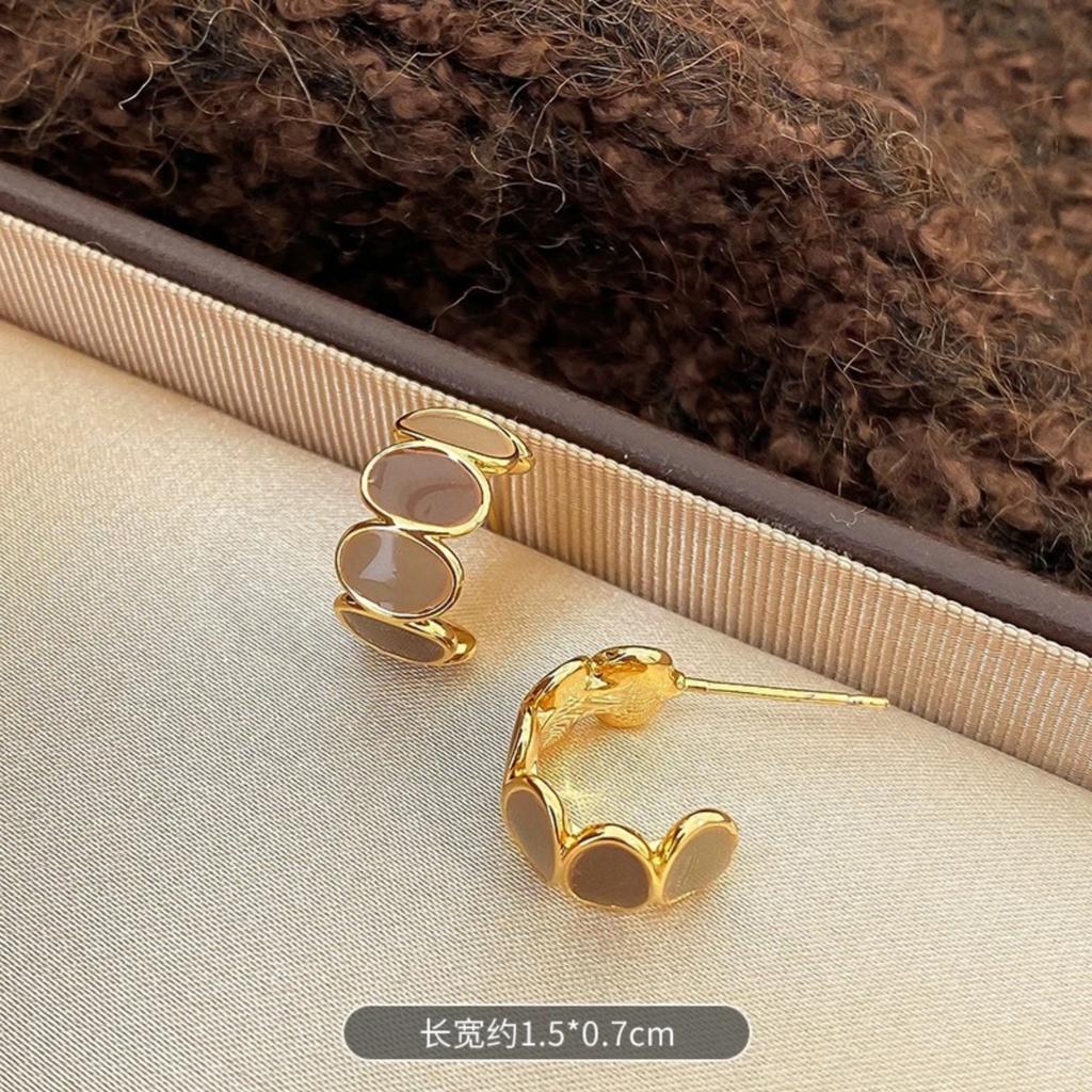 C-shaped Irregular Drip Glaze Earrings For Women, Design, High-end Stud Earrings With A Of Luxury.