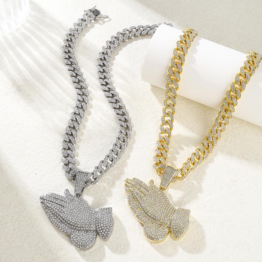 Men's Hip Hop Full Diamond Zinc Alloy Pendant Necklace