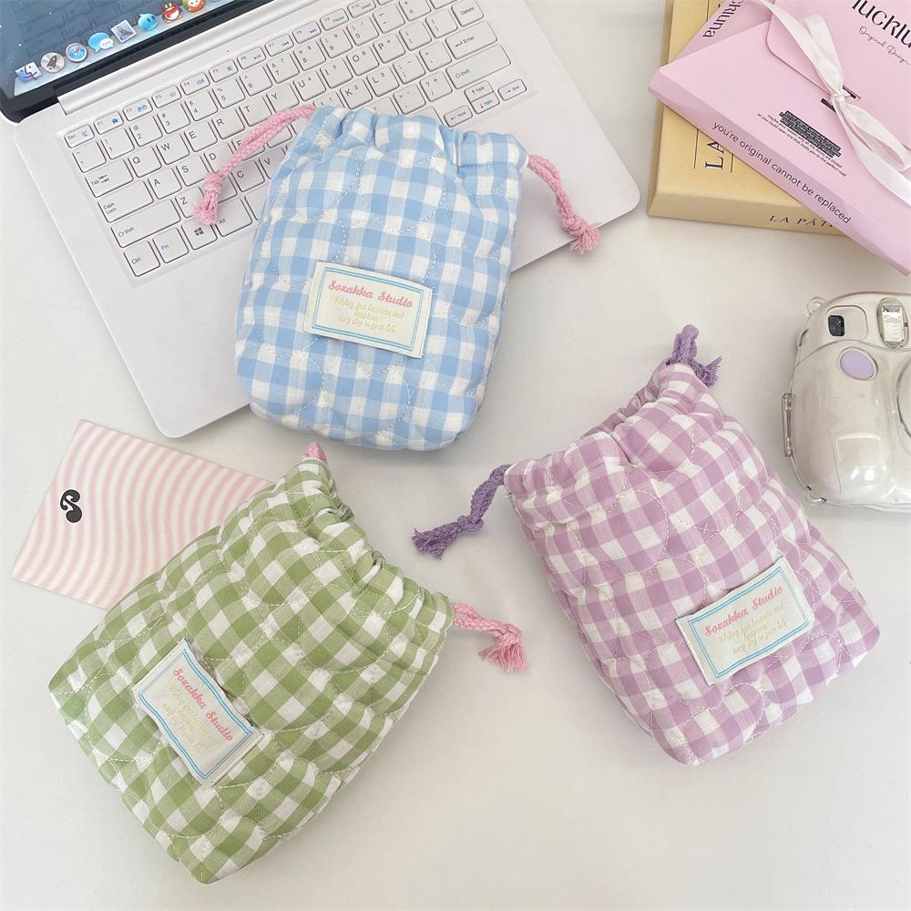 Quilted Cotton Plaid Camera Bag: Shockproof, Dustproof Travel Case for Polaroid