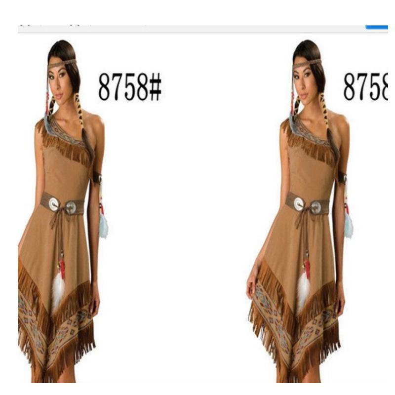 

2018 Indian Princess Khaki Tribal Goddess Halloween Costume Medium хаки