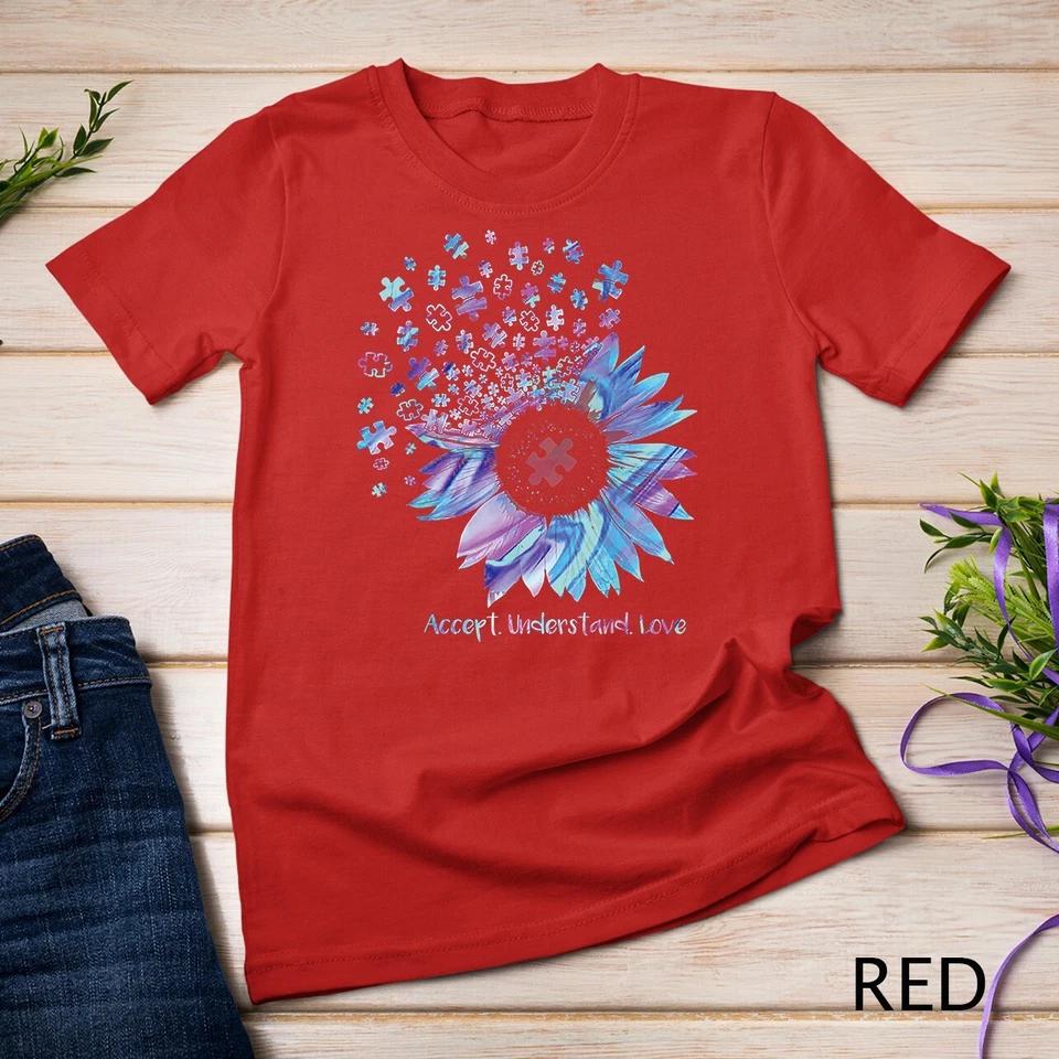Accept Understand Love Sunflower Autism Awareness T-Shirt Unisex T-shirt 6 S