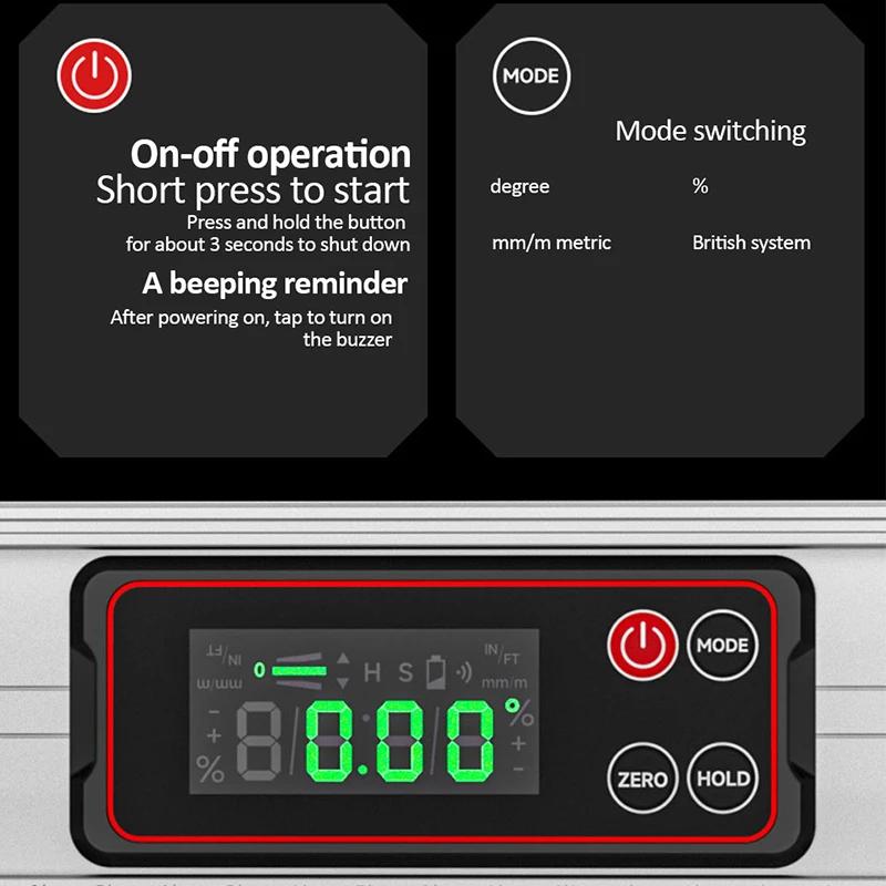 Digital Protractor Angle Finder 0-90° with Magnetic Base LED Display V-Groove 20/35/50MM Electronic Level Ruler No Battery