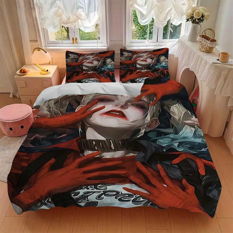 3pcs Anime Cartoon Design Comforter Set with Two Pillowcases (No Core), Perfect for Bedroom and Guest Room Decoration, Festive Gift