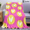 Pink Yellow Circle Heart Dot Cartoon Anime Print Flannel Blanket Soft Warm Throw for Kids Bedroom Sofa Bed Christmas Office Car