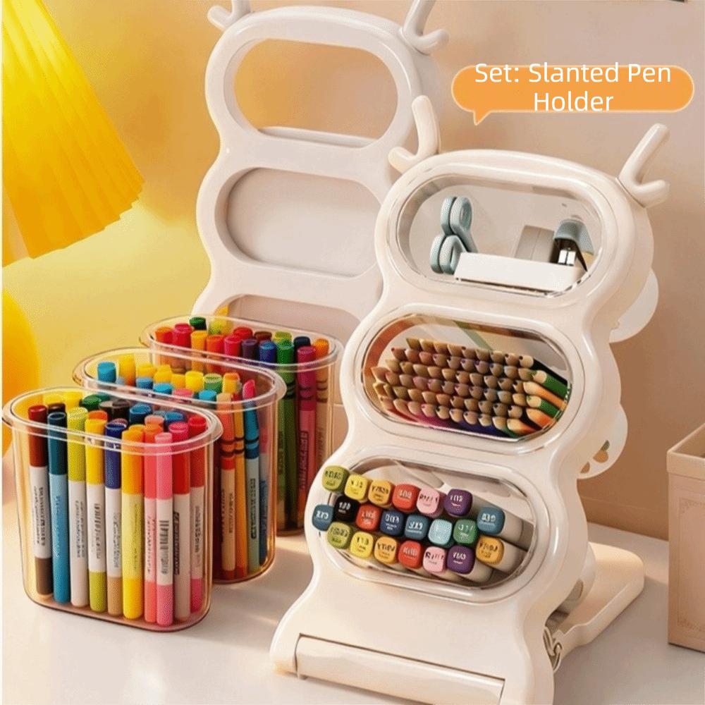Stor Kapacitet Skrivbordsförvaringslåda Snedställd Insats Vikbar Pennhållare Avdelad Avtagbar Brevpappersförvaringslåda