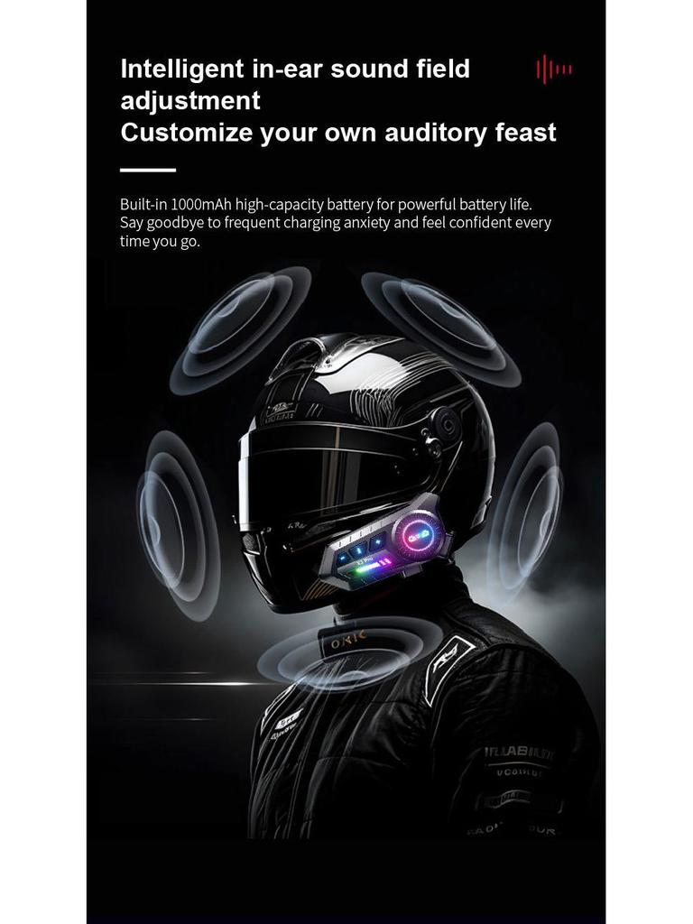 X3 X3PRO Bluetooth Noise-Canceling Motorcycle Helmet Earphones - Waterproof with Long Battery Life.