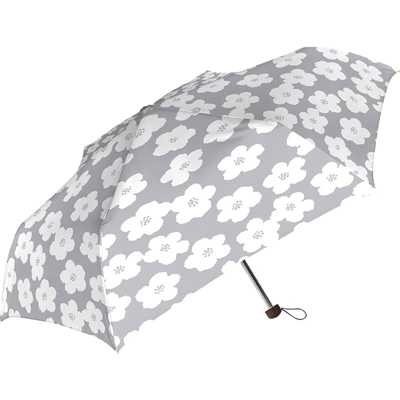 

Nakatani Natural Basic Women s folding umbrella tiny flower gray [724-060] Hand open Rib size: 50cm Simple and easy-to-hold dome-shaped handle