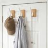 Natural Walnuts Wood Bathroom Hook with Adhesive Backing Easy Install No Holes Space Saving for Decors and Organization