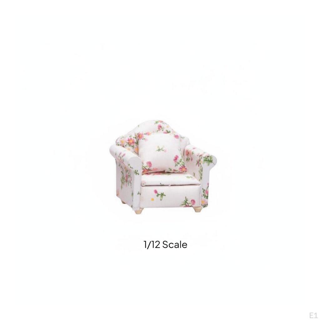 1:12 Scale Dollhouse Sofa Realistic Design Handcrafted Single Couch with