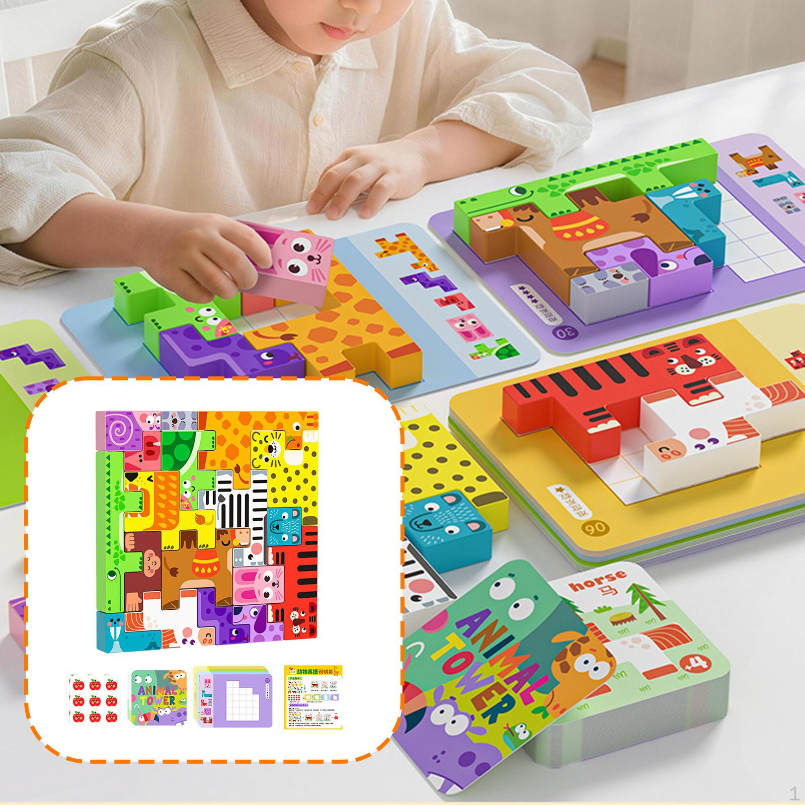 Wooden Stacking Blocks Preschool Learning Activity Creative Educational Toys Fine Motor Skills