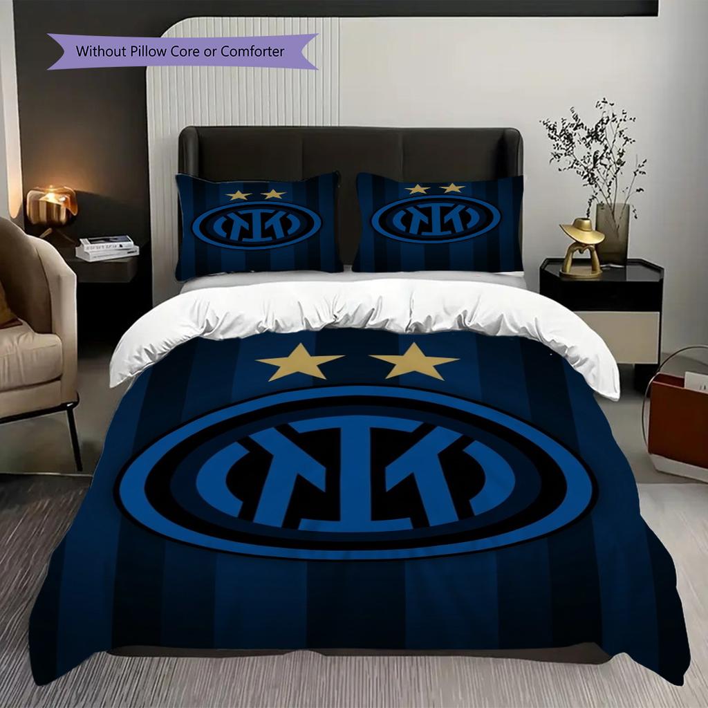 Biancheria da letto con design dello stemma dell'Inter (1 * copripiumino + 2 * federa, senza nucleo) Regalo di compleanno di Natale Set biancheria da letto Morbido e confortevole