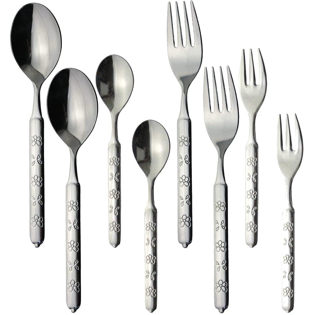 Nagao Herb Dinner Cutlery 8 Stainless Dishwasher Made in Japan Set, Pieces, 18-0 Steel, Safe,