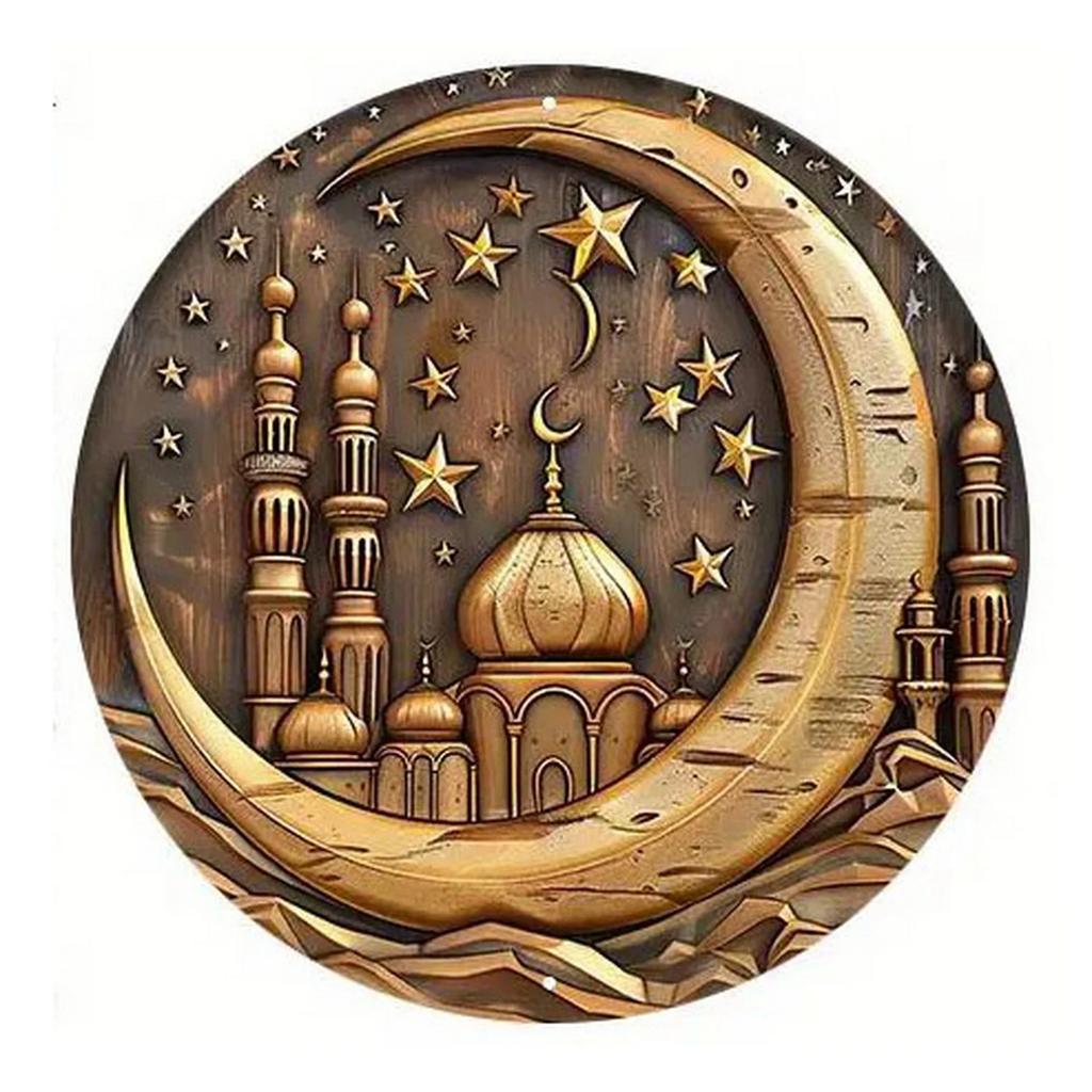Retro Round Metal Tin Signs Sun And Moon Face Decor Pattern Nostalgic Iron Painting Novelty For Cafe Bar Man Cave Wall Decor