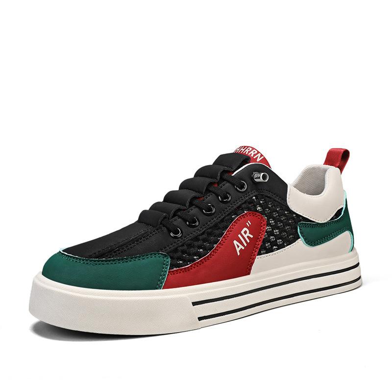 

Men s shoes free of laces, summer breathable thin hollow mesh shoes, men s low-top thick-soled sports and leisure board shoes 39