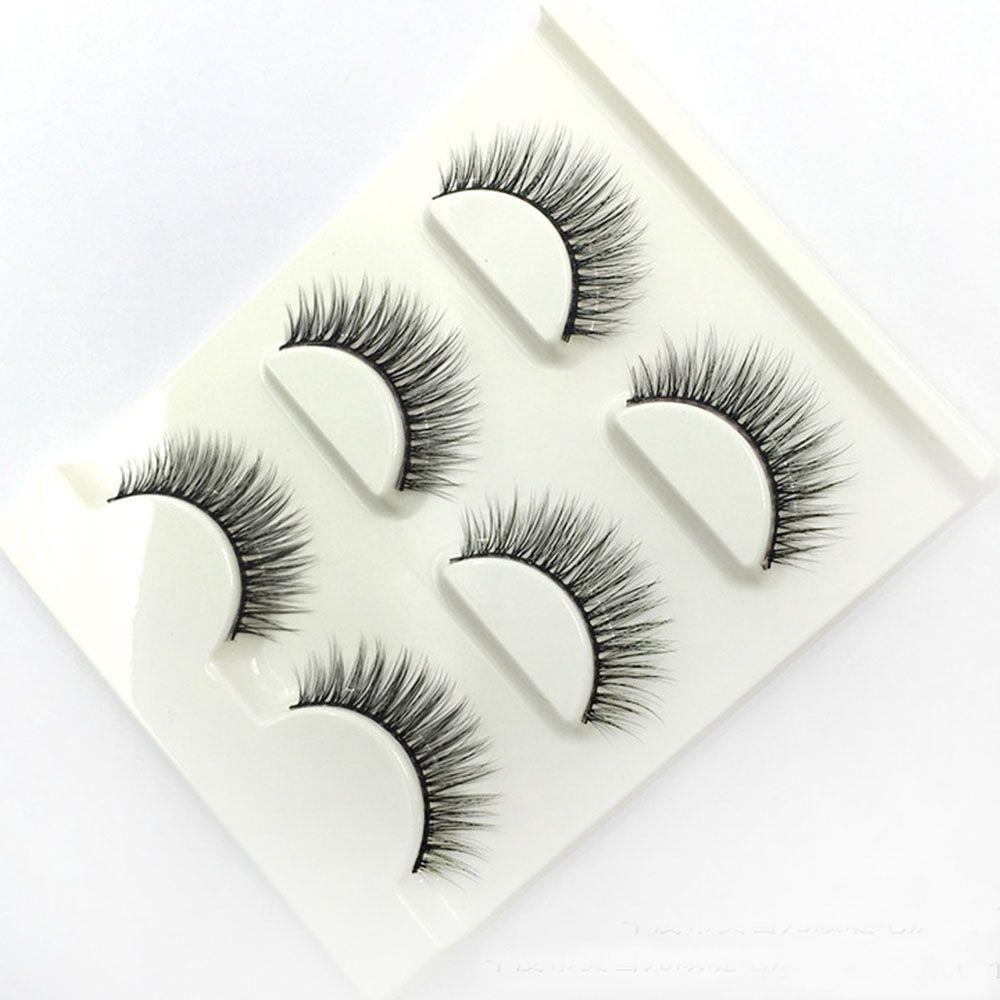 

Long Cross 3 Pairs Natural Faux Mink Makeup False Eye Lashes Fake Eyelashes Thick