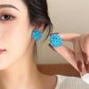 Exquisite Blue Flower Imitation Crystal Earrings for Non-Pierced Ears - Eye-Catching and Bright.