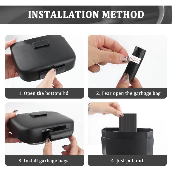 2PCS Car Trash Can With Lid + 60PCS Garbage Bags,Mini Trash Can Interior Accessories For Door/Seat/Center Console/Home/Office,Multifunctional Car