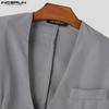 INCERUN Blazer pentru bărbați, fără guler, cu mânecă lungă, cu un nasture, ocazional, supradimensionat, pentru costum subțire