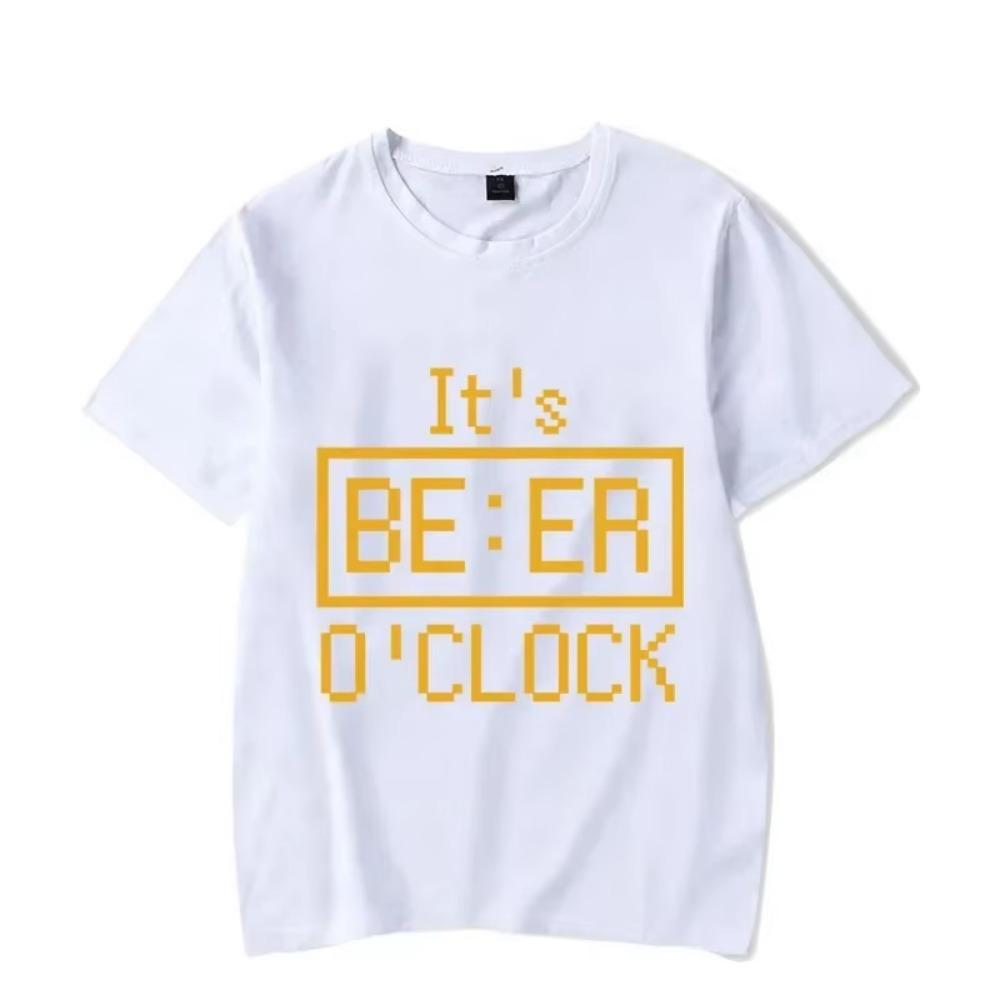 Trendy Streetwear T Shirts Men Summer Short Sleeve Basic Tees Harajuku Vintage T Shirt Its Beer Clock Graphic Tops Men Clothing